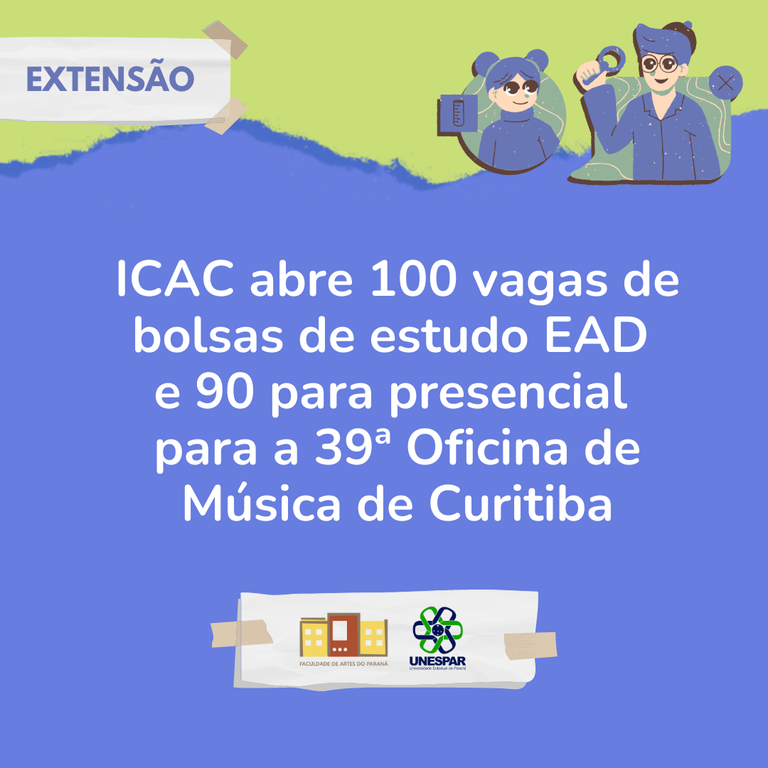 ICAC abre 100 vagas de bolsas de estudo EAD  e 90 para presencial  para a 39ª Oficina de Música de Curitiba
