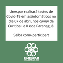 Banner Unespar realizará testes de Covid.png